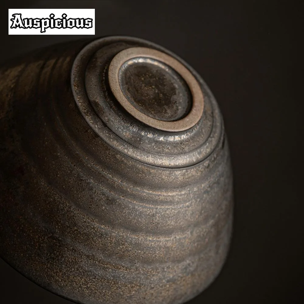 Handmade Iron Rust Glazed Gaiwan 140ml Japanese Coarse Pottery Tea Tureen Tea Maker Cover Bowl Chinese Set Accessories Craft