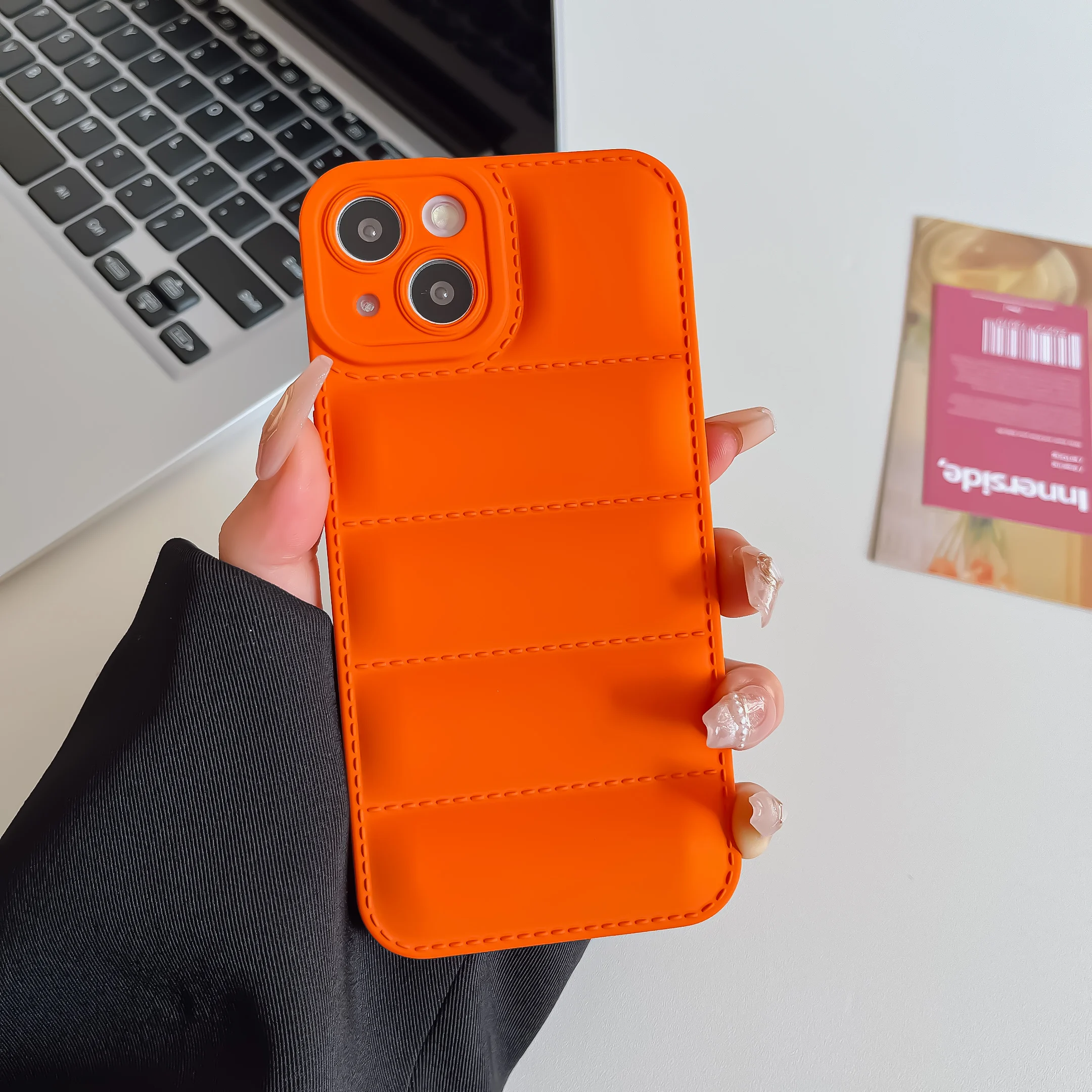 Luxury Down Jacket Puffer Phone Case with Air Cushion Shockproof Cover