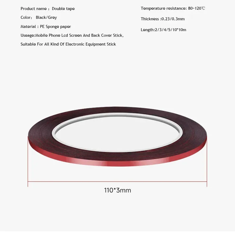 0.23/0.3mm Double Sided Adhesive Tape CellPhone Tablet LCD Screen Back Cover High Temperature Resistance Sealing Tape double sided tape