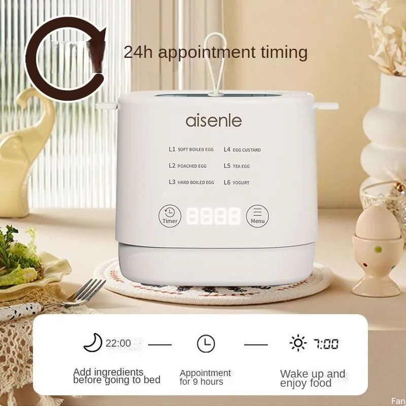 Egg Cooker 110V-220V 24H Timer Intelligent Breakfast Machine Automatic Power Off Small Multi-function Egg Steamer for Home Use 2