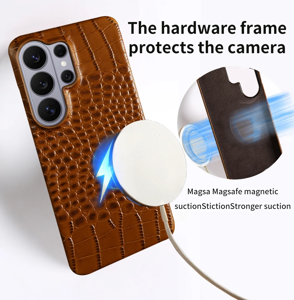Crocodile Genuine Leather Phone Case For Samsung Galaxy S26 Ultra S25 Plus S24 S21 S23 FE S21 S20 Note 20 Ultra Back Cover Cases 5
