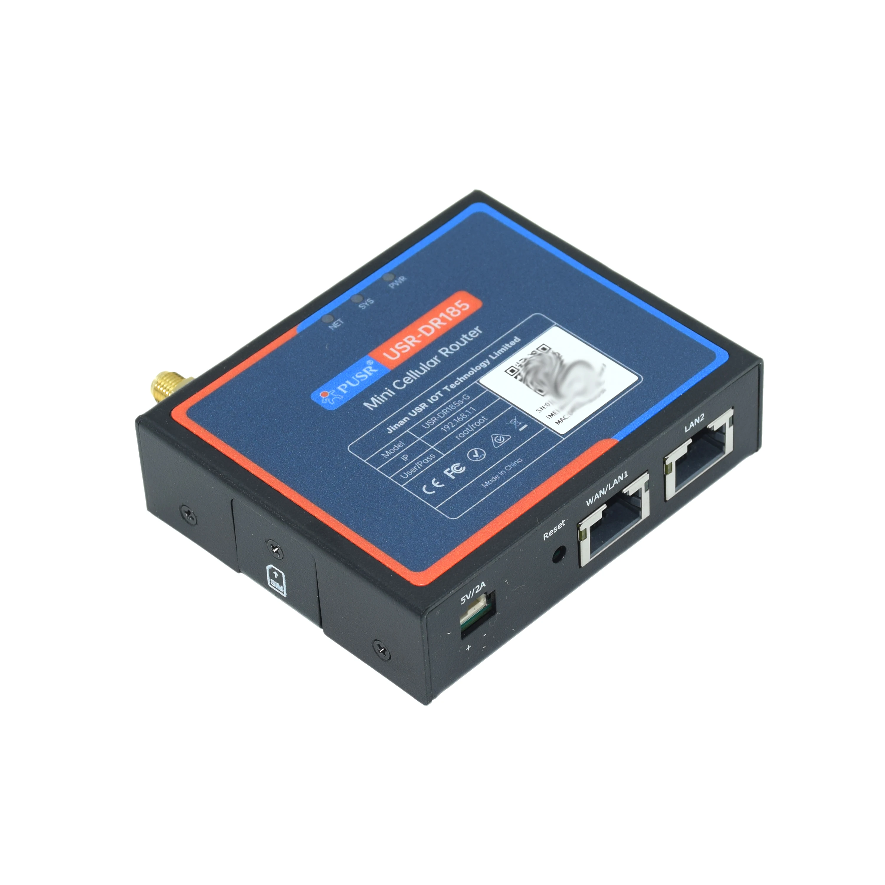 산업용 4G LTE Cat1 셀룰러 라우터 100Mbps RJ45 포트 USR-DR185s-G