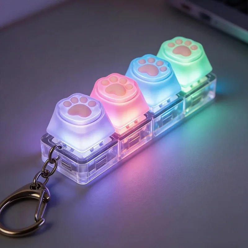 LED Light Clickable Keyboard Keychain - Stress Relief & Portable Desk Accessory