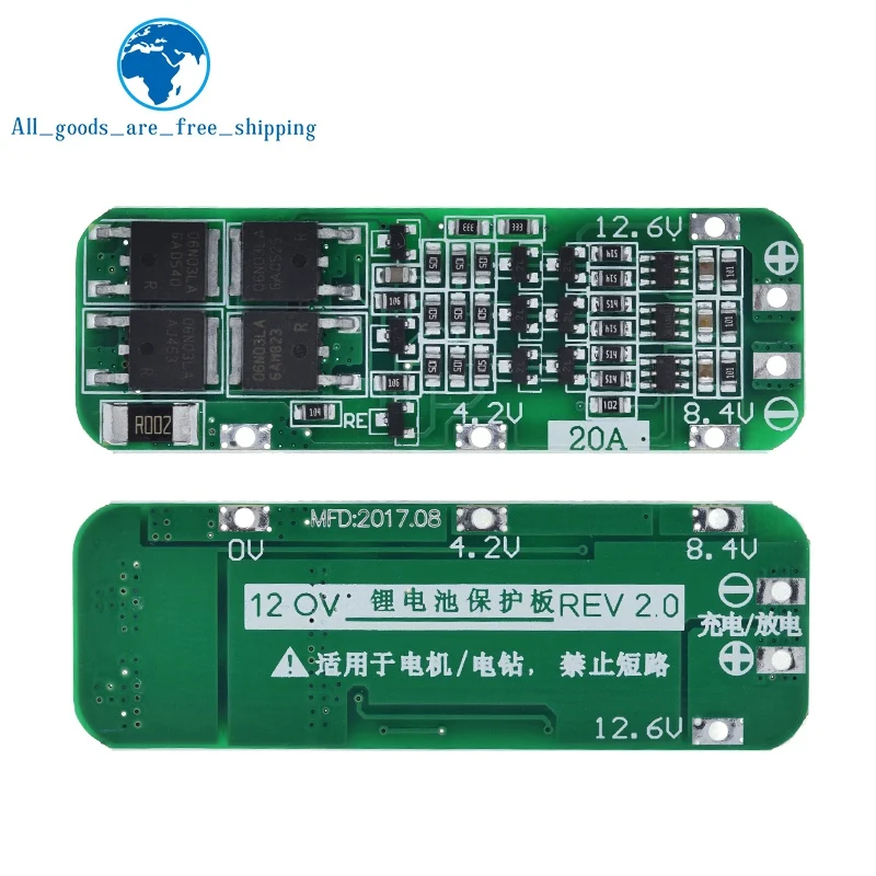 1/3PCS 3S 20A 리튬 이온 배터리 18650 충전기 BMS 보호 보드 드릴 모터용 12.6V 리포 셀 모듈 64x20x3.4mm