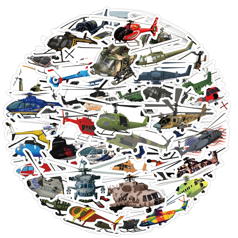 

10/30/60PCS Science Fiction Helicopter Interesting War Sticker Travel Luggage Guitar Laptop Graffiti Waterproof Sticker Toys