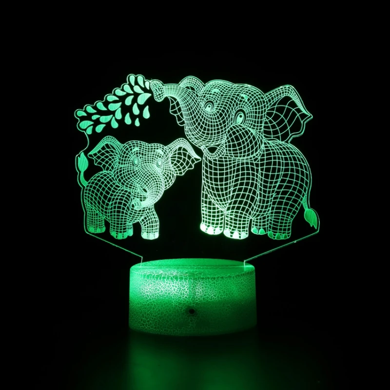 Акриловая Светодиодная лампа в виде слона с USB Рождественское украшение для