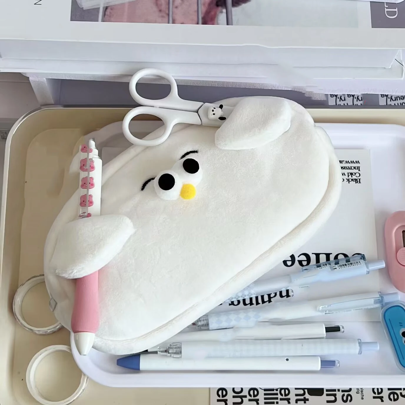 Plush Seagull pen bag Stationery bag Student large capacity pen