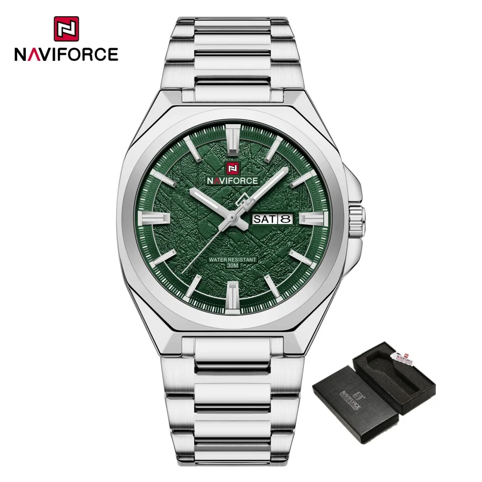 Luxury NAVIFORCE Men's Waterproof Stainless Steel Watch with Luminous Display