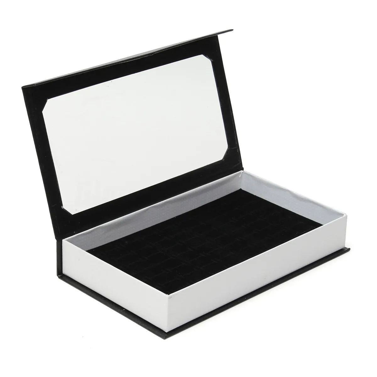 

72 Ring Jewellery Display Storage Box Tray Show Case Organiser Earring Holder, Black Ring Box With