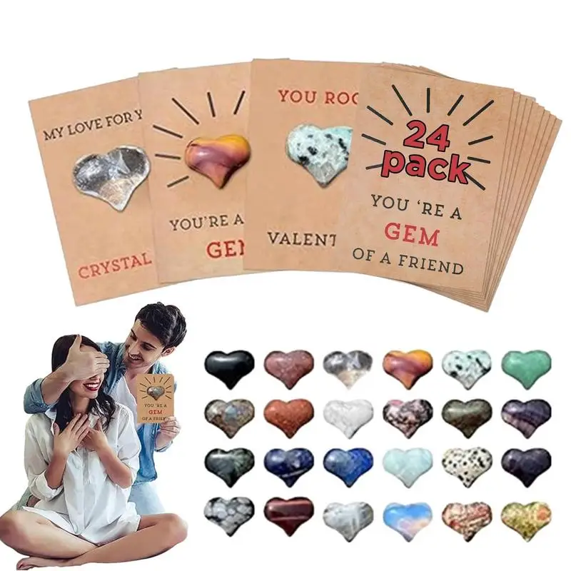 

Kids Valentines Day Cards Crystals 24 Romantic Greeting Cards With Heart Shaped Crystals Valentine's Day Exchange Card For Class