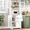 64'' Tall Kitchen Storage Cabinet, Kitchen Hutch with Microwave Stand, Pantry Cabinet with Adjustable Shelves, for Kitchen 1