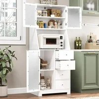64'' Tall Kitchen Storage Cabinet, Kitchen Hutch with Microwave Stand, Pantry Cabinet with Adjustable Shelves, for Kitchen 1