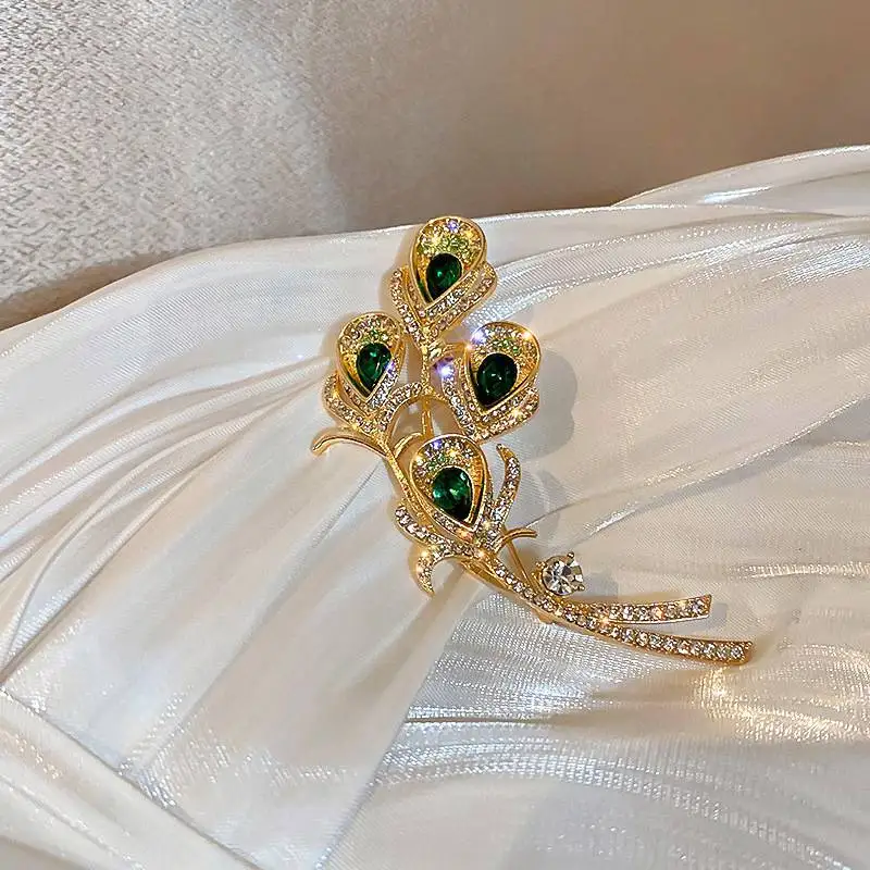 

Wedding Pin Breastpin Flower Crystal Jewellery Gold Brooch 2022 Emerald calla