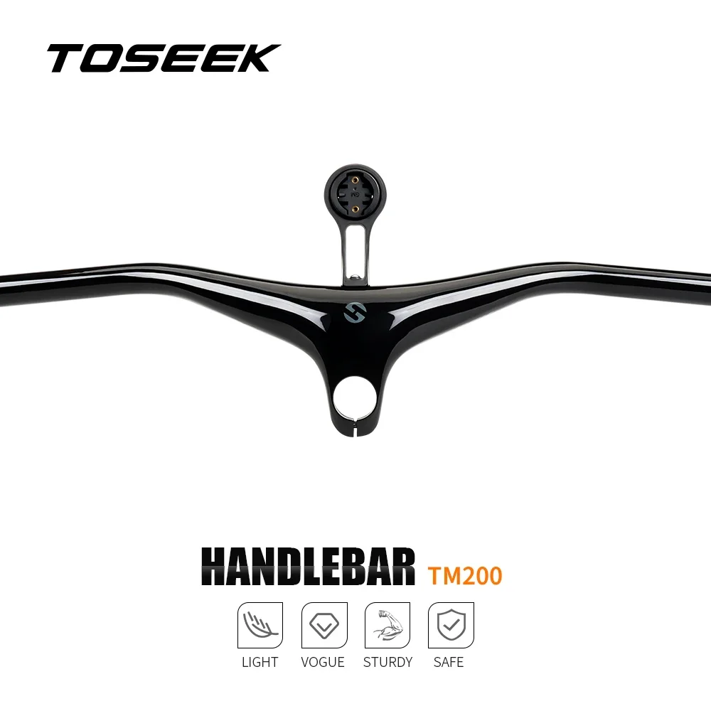 

TOSEEK Integrated Handlebar for Mountain Bike Parts, MTB Stem, Carbon Internal Wiring, TM200, 28.6mm-17 Degrees, T1000