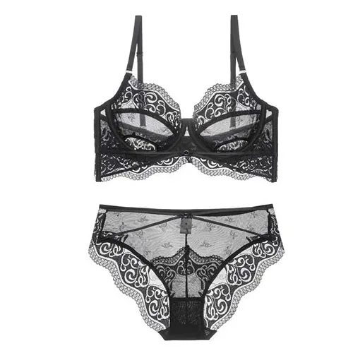 2022 New French Fashion Underwear Sexy Lace Hollow Thin Cup Ultra-Thin Push-Up Bra Underwear Set bra and brief sets Bra & Brief Sets