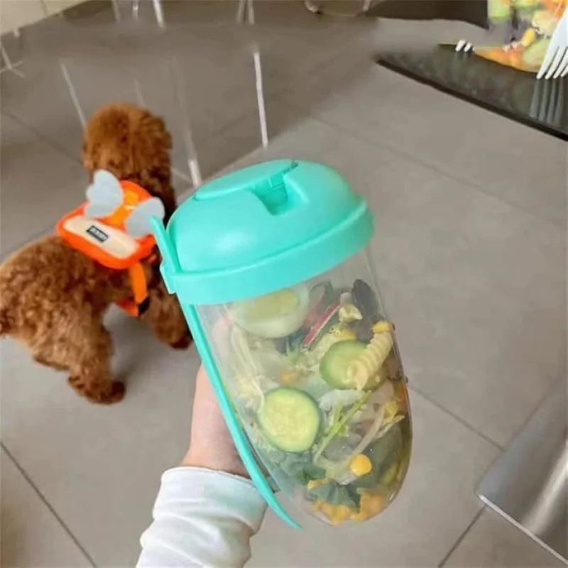 Salad Cup Fresh Salad Shaker Container with Lid and Fork for Lunch Dressing Shaker for Portable Breakfast Meal Vegeta 1pc storage container kitchen gadgets salad shaker