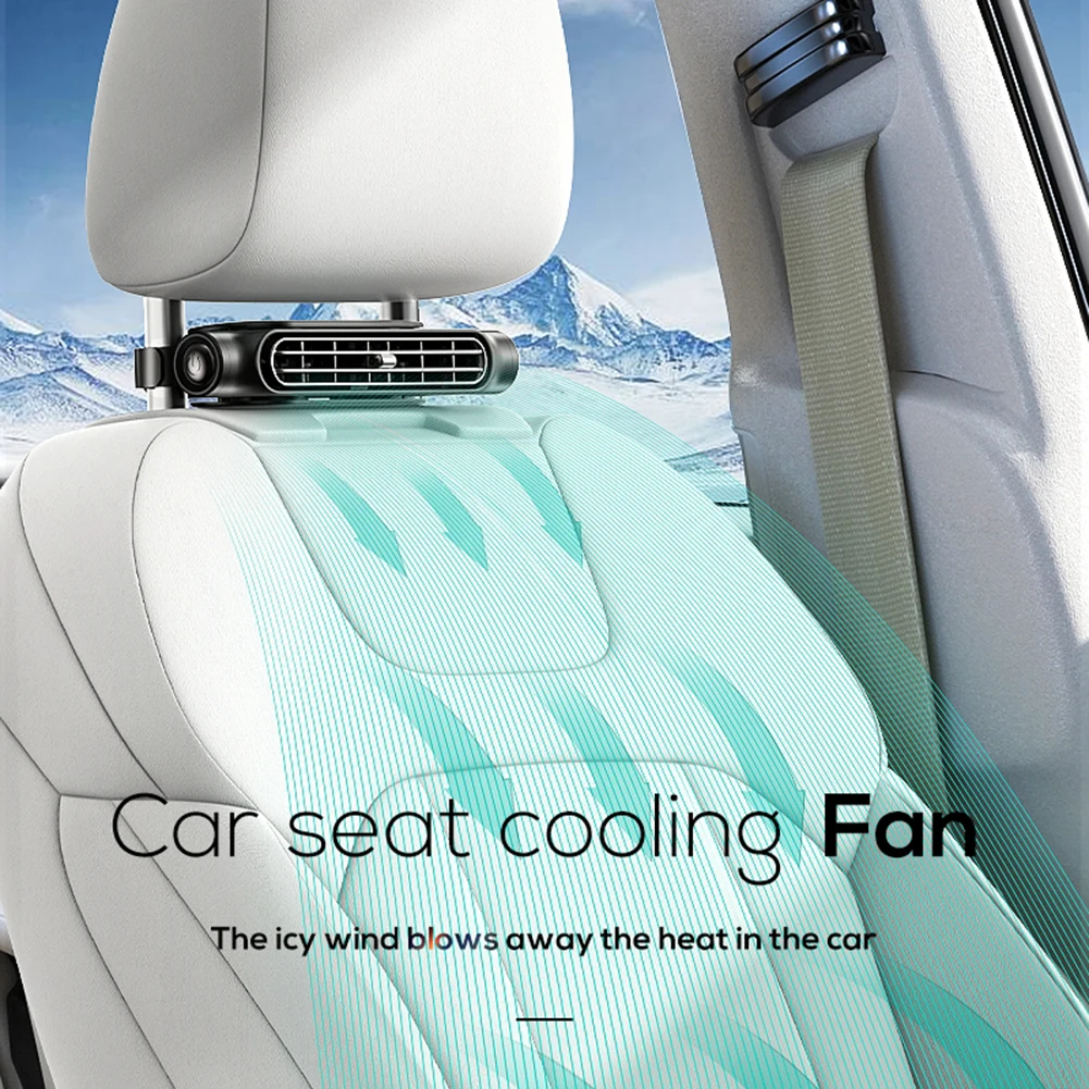 Car Headrest Cooling Air Fan 3 Speeds Adjustable Air Cooling Fan USB Powered Car Seat Cooling Fan for Front Rear Seat Passenger