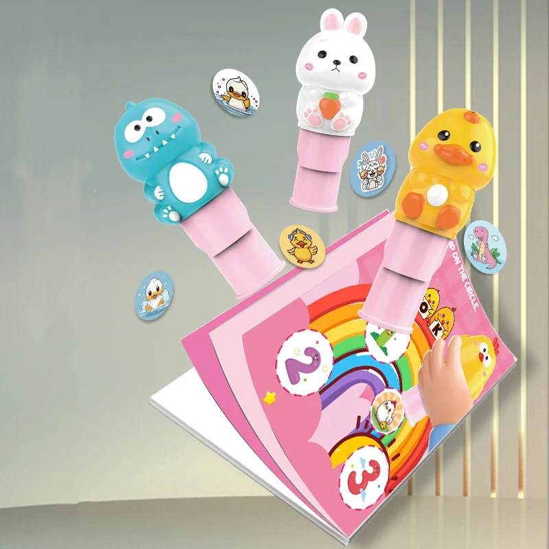 Children Magic Sticker Stamper Toy Arts And Crafts Fidget Toy With 200 Stickers Cartoon Refillable Sticker Stamper Creative Play