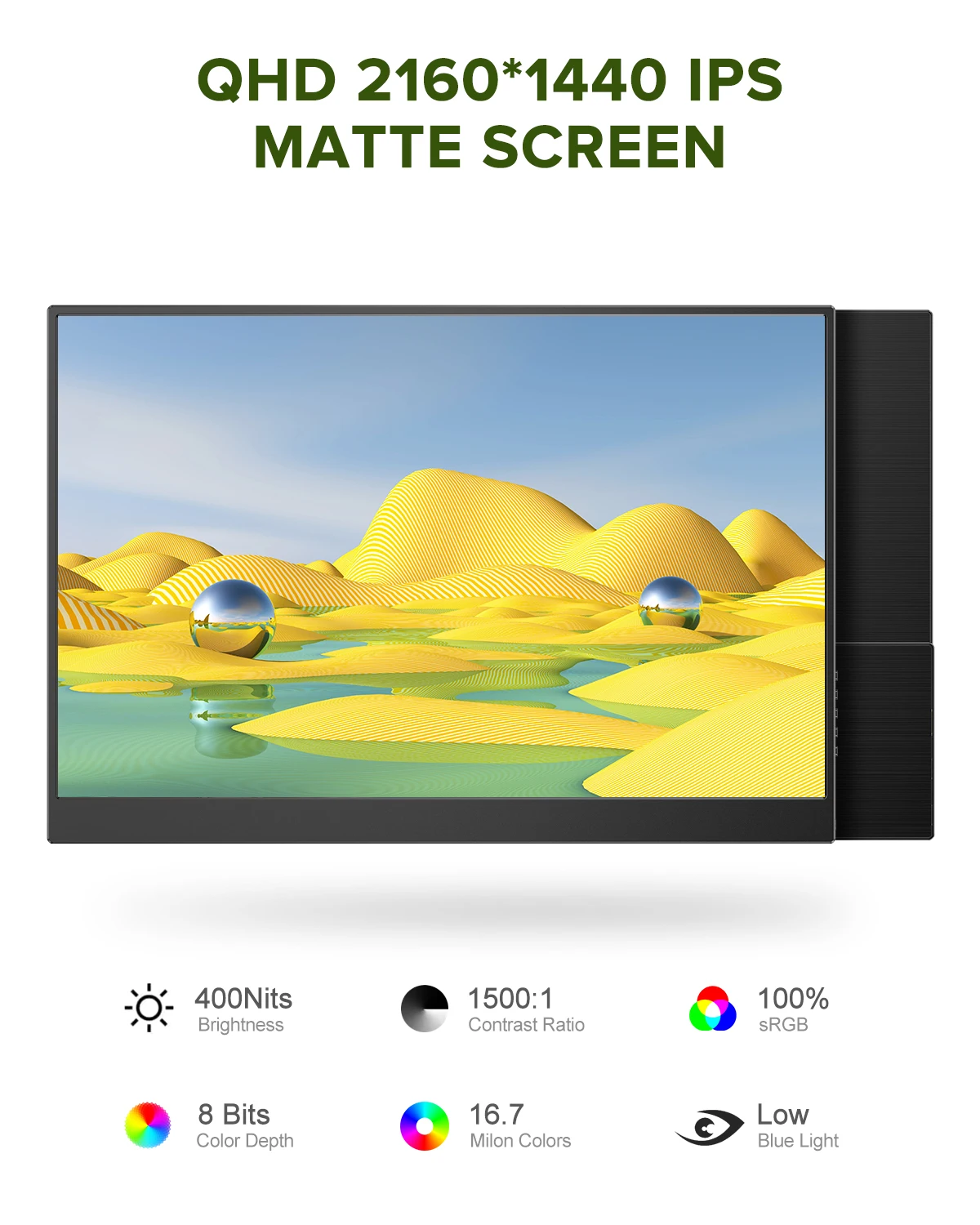 UPERFECT 14インチ 2K ポータブルモニター 2160 * 1440 QHD 外付け