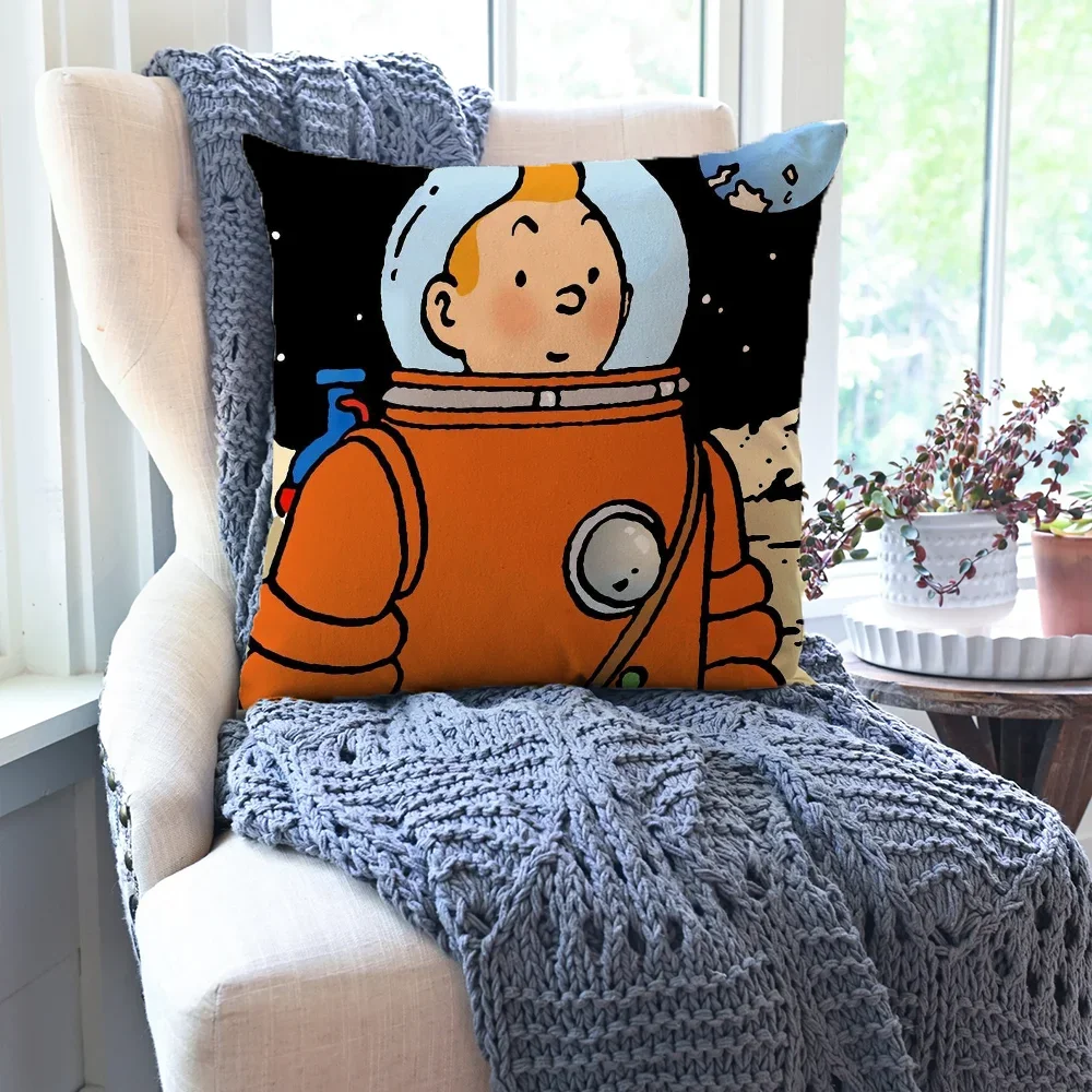 1pc The Adventures Of T-Tintin Animation Pillow Case Square Pillow Bedroom Sofa LeisureComfortCarLivingRoomHome Decoration 40X40 4