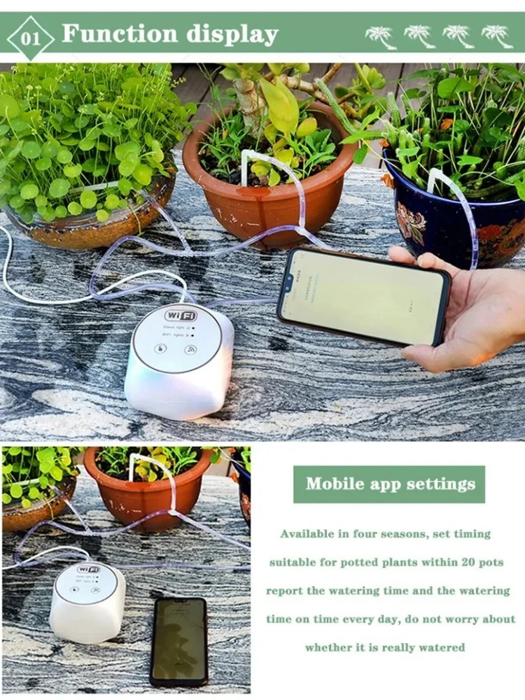 WiFi Automatic Watering Set Adjustable Drip Irrigation System for Balcony Garden Potted Plants Timing Watering Device - 3