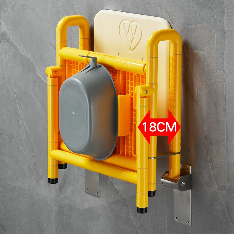 Bathroom Folding Shower Seats, Toilet Stainless Steel Wall Mounted Chairs, Elderly Home Bedroom Commode Toilet Armrest Rack 3
