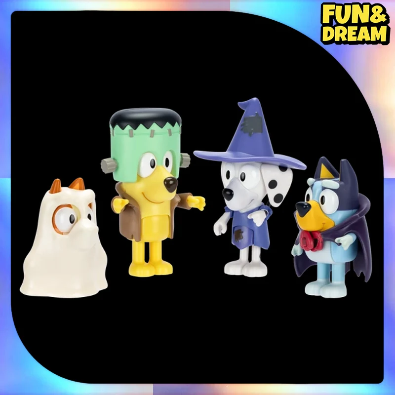 Spot Bluey Family Halloween 4 Figure Set Action Figures Birthday Present Decorative Ornaments On The Tabletop Halloween Gifts 5