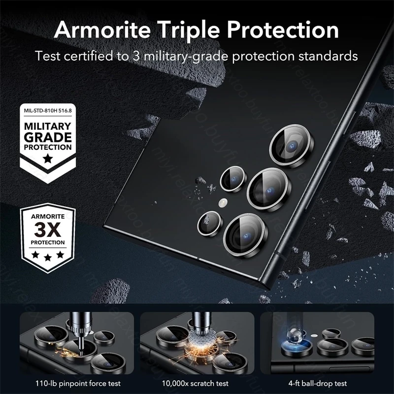 Premium Metal Ring Camera Protectors - Alloy Lens Case with Glass Shield