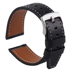 Premium Leather Wristband with Multiple Color Options - 20/22mm for 1pcs 22mm (Style 2 Black)