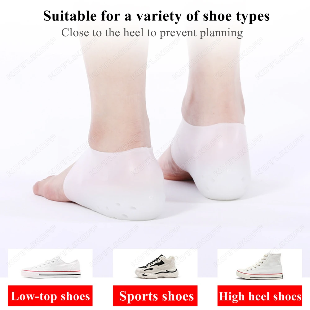 2-4 cm Höhe Erhöhen Einlegesohlen Unisex Silikon Ferse stoßdämpfung Atmungsaktive Socken Ferse Pads Plantarfasziitis Relief Pad – Detail 5