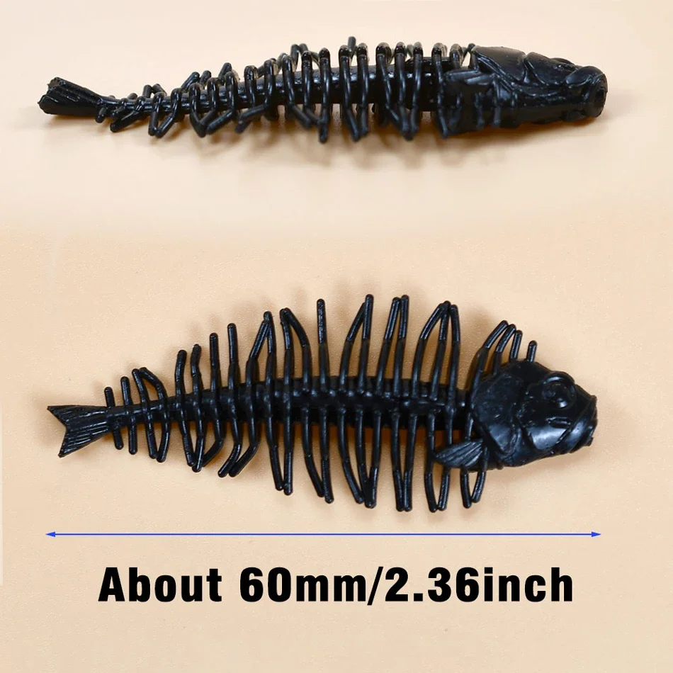5Pcs 60mm 2g Fisch Knochen Weichen Köder Angeln Locken Swimbait Silikon Shad Wobbler JIG Wurm Hecht Bass karpfen – Detail 2