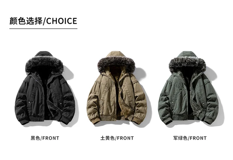 Thick Parka Winter Fur Hood Warm Tactical Bomber Coats Winter Male Multiple Pockets Warm Parkas Quality Man Casual Chaquetas