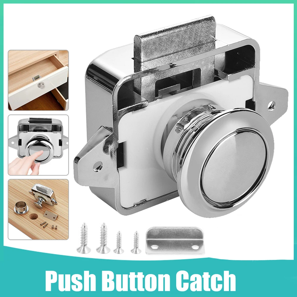 Description Picture 3 of itemKnob Button Catch Lock Motorhome Screws Button Camper Caravan Cupboard Door Furniture L-shaped Plate Attachment