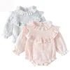 New Baby Girls Rompers Newborn Kids Baby Girls Ruffled Collar Sweet Flower Princess Rompers Infant Baby Girls Rompers Clothes