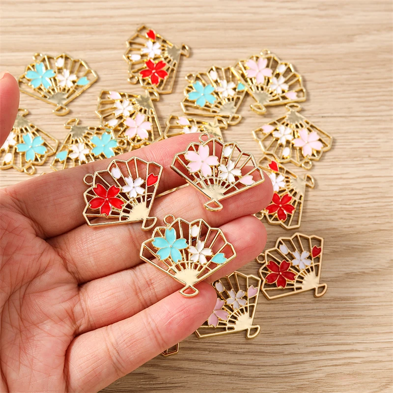 10개 30x26mm 귀여운 에나멜 꽃 모양 팬 참 커넥터 펜던트 DIY 수제 목걸이 귀걸이 보석 제작 액세서리