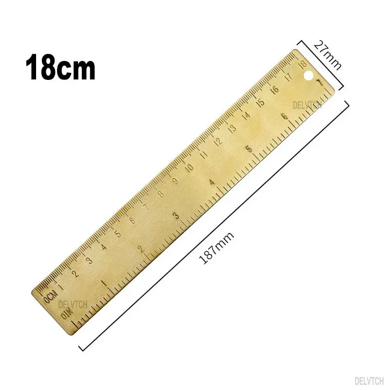 12cm 15cm 18cm Double Scale Metal Brass Straight Ruler CM Inch
