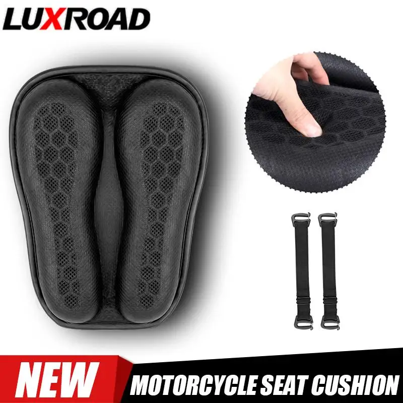 MotorcycleGelSeatCushionBreathableMotorcycleRearSeatPadsBlack