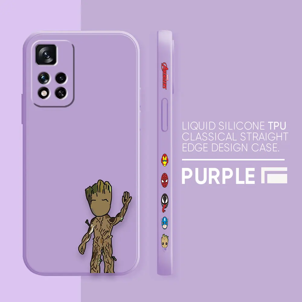 thumbnail image 1 of Case For Redmi Note 12 11 11T 11R 11E 9 9S 8 7 7S PRO PLUS 4G 5G Colour Simple Liquid silicone Case Cartoon Marvel Baby Groot, 1 of 5