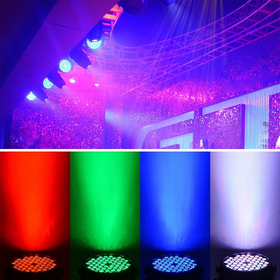 

RGB/UV Black Par Light 54LED DMX512 Controller DJ Disco Party Stage Lighting for Wedding Birthday Club KTV Halloween Christmas