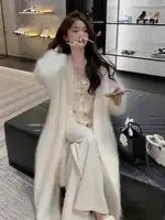 2025 New Sable Mink Cashmere Cardigan Women's Fluffy Sweater Medium Length Loose Knitted Coat JZ206 2