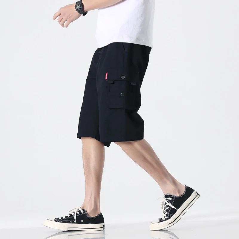 Summer Cargo Pants Short Breeches 2022 New Streetwear Multi-Pockets Solid Cotton Straight Casual Shorts Plus Size 6XL 7XL 8XL best men's casual shorts