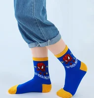 5 Pairs/Lot Disney Spiderman Cartoon Socks Leggings Baby Autumn Winter New Cotton Socks Warm Mid-calf Socks for Boys 1-12 Years 6