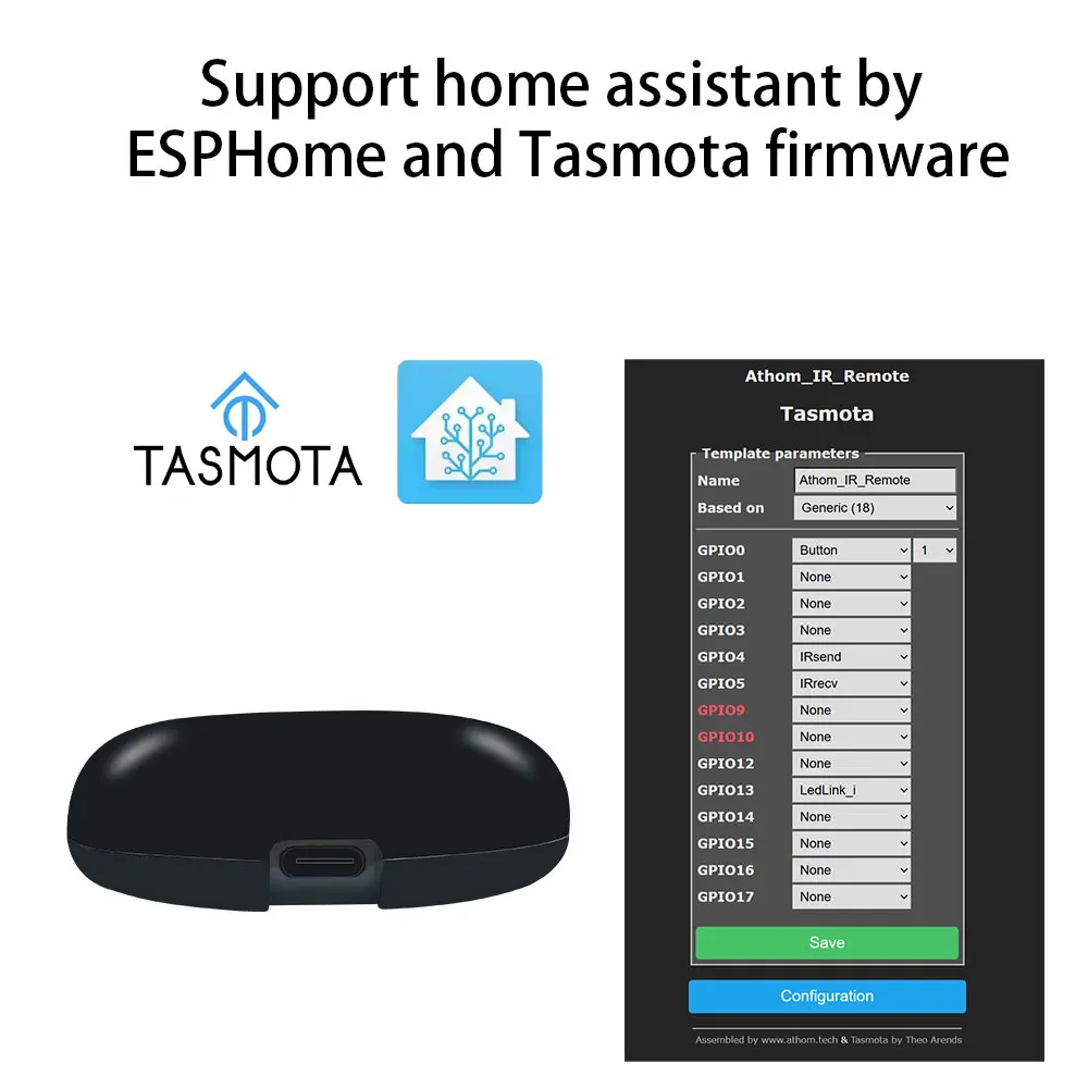 รูปสินค้า Tasmota MQTT IR รีโมทคอนโทรล ESP8285 ทํางานร่วมกับ Home Assistant โปรแกรมอัตโนมัติ DIY