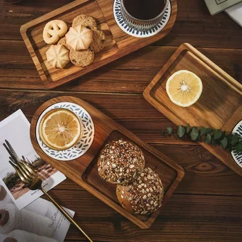 Vassoio da caffè Piatto in legno Vassoio da colazione per servire cibo Ospitalità Caffè Articoli da tè Decorazione Accessori per la decorazione della tavola