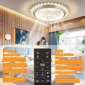 20.5" Ceiling Fan with Lights, Enclosed Bladeless Low Profile Flush Mount Ceiling Fans with Remote Control & APP, 3 Colors & 6 S 2