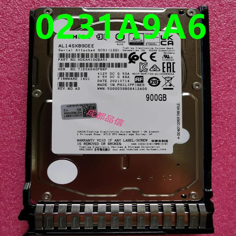 오리지널 하드 디스크 서버 HDD, H3C 900GB SAS, 2.5 인치, 15000RPM, 64MB, 0231A9A6 AL14SXB90EE 용, 신제품