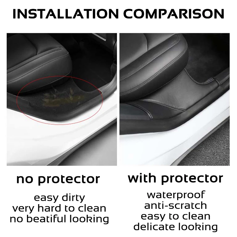 2pcs/Set Car Rear Door Sill Protector For Tesla Model Y-Anti Kick Bumper Strip Pad Film Sticker Accessories auto accessories door sill pads door sill guards