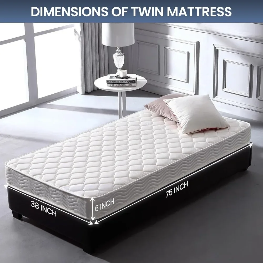 6 inch Twin Bed Mattress - Hybrid Euro Top Comfort Sleep - Eco-Friendly, Breathable Innerspring Twin Size Mattress 2