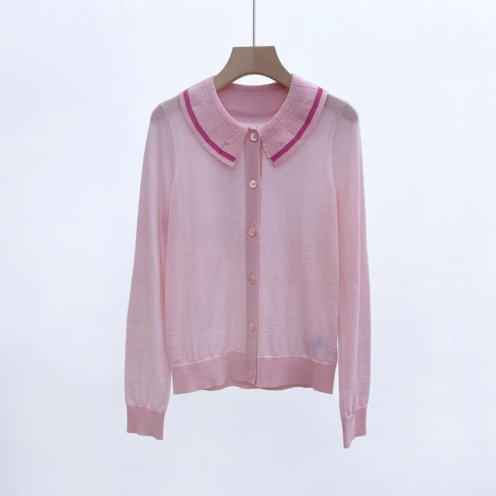 

2022 Autumn New Fashion Ruffled Lapel Wool Cardigan Sweaters