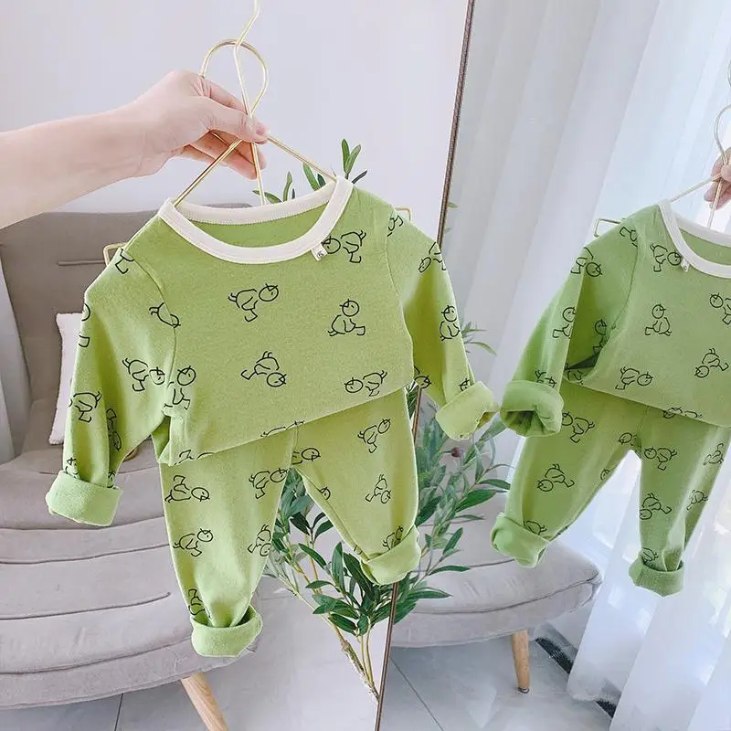 Kids Clothes Set Baby Girl Clothing Set Korean Spring Autumn Children Cotton Floral Home Clothing Underwear